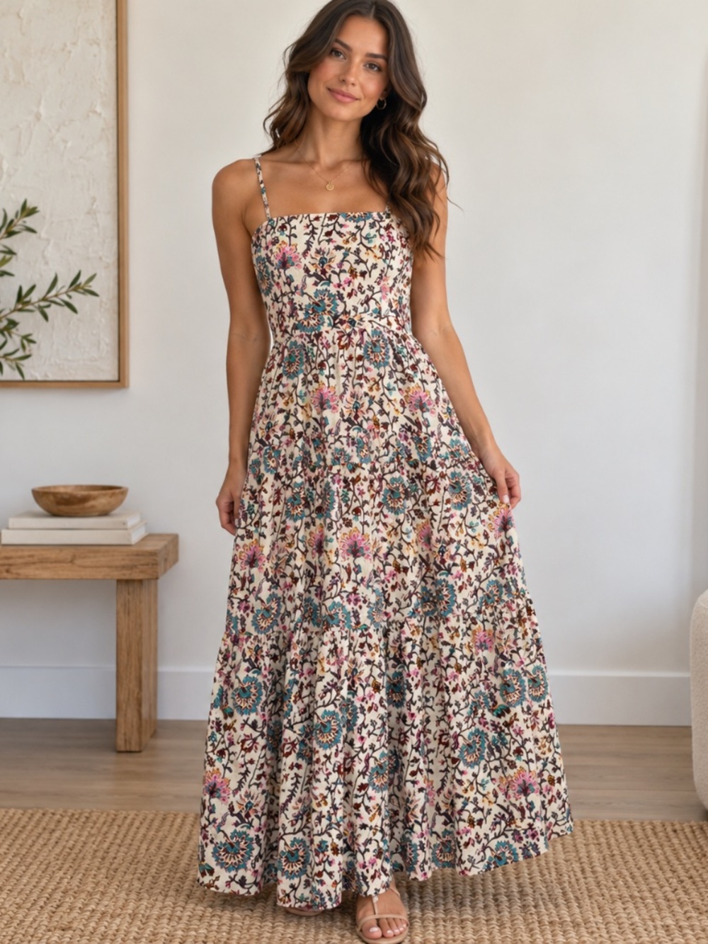 Raga Floral Maxi Dress Medium NWT Boho Tiered Resort Sundress AS IS Zipper